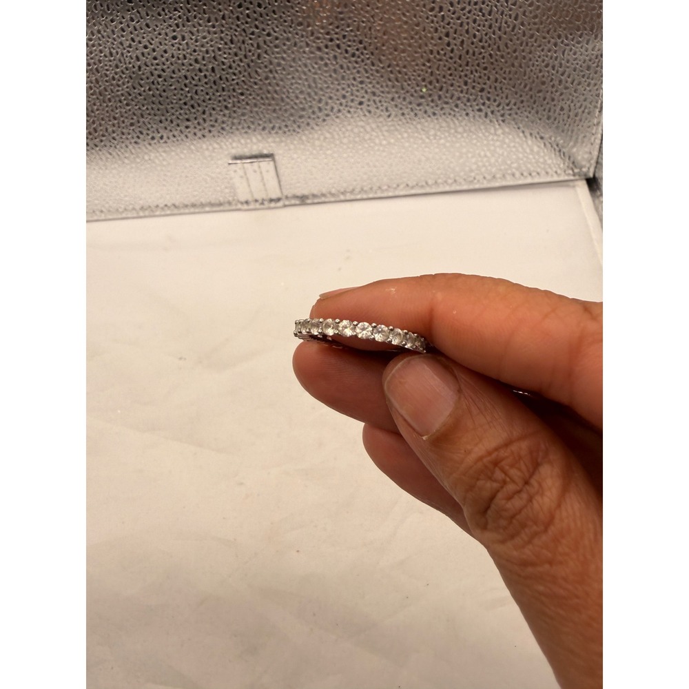 Sterling silver Band‎ Ring Round Cut zirconia Stones Full Circle size 8